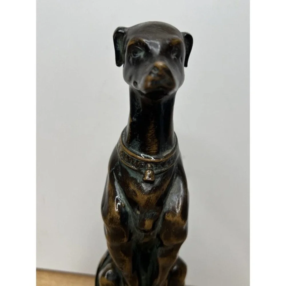 Vintage Bronze Metal‎ Greyhound Whippet Dog Statue Seated Art Deco Saluki Figure - Picture 4 of 14